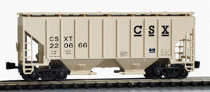 3000 Cubic Foot 2-Bay Covered Hopper - Single Car -- CSX Transportation (beige)