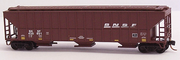 4700 Cubic Foot 3-Bay Covered Hopper w/Micro Trains Trucks & Couplers -- Burlington Northern Santa Fe "New Image"