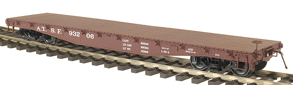 42'10" Flatcar 2-Rail - Assembled -- Santa Fe
