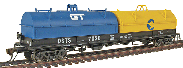 Evans 100-Ton Coil Car - Ready to Run -- Detroit & Toldeo Shore Line (black) w/Chessie & GT Hoods