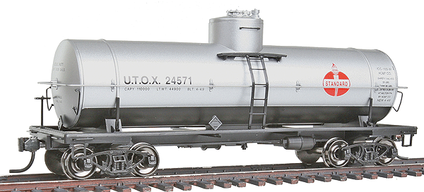 Type 103W 10,000-Gallon Welded Tank Car - Ready to Run -- Standard Oil UTOX (silver, black, red Flame Logo)