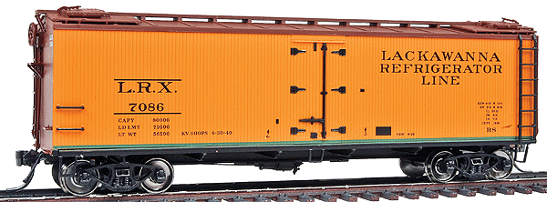 R-30-12 Wood Refrigerator Car - Ready to Run -- Delaware, Lackawanna & Western (orange)