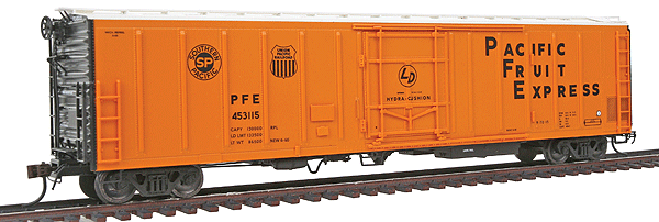 R70-15 57' Mechanical Reefer w/Hydra-Cushion Underframe Assembled -- Pacific Fruit Express (As Built)