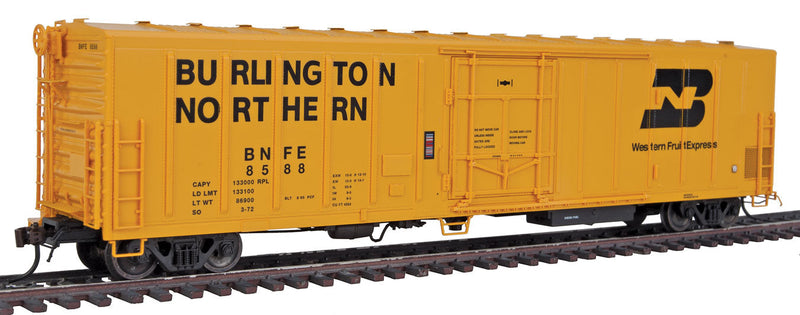 R-70-15 57' Mechanical Reefer - Ready to Run -- Burlington Northern Fruit Express BNFE (yellow, black; Large Logo & Letterin