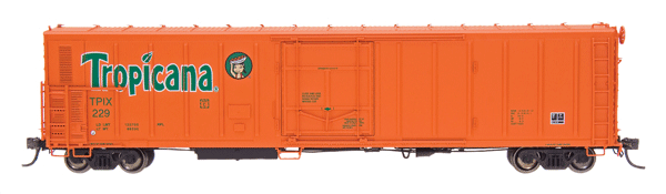 57' Mechanical Reefer - Ready to Run -- Tropicana Orange Juice (1991 Scheme, orange, Leaf over I, Figure Head Logo)