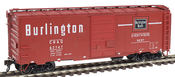 4-3-1 6' Door, Riveted 10'6" Boxcar - Assembled -- Chicago, Burlington & Quincy (Chinese Red)