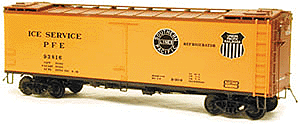 R-30-12-9 Refrigerator Car - Kit -- Pacific Fruit Express Ice Service UP/SP Double Herald (black, white) Post 19