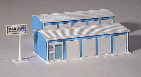 Two-Unit Self-Storage Facility - Kit - Approximately 2 x 5-3/4"  5.1 x 14.6 -- Medium Blue