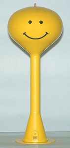 Spherical Water Tower w/Flashing Red Light - 9-3/4"  24.7cm Tall -- Yellow (Smiley Face)