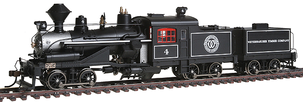 3-Truck Heisler - Standard DC -- Weyerhaeuser Timber #4 (black, red)