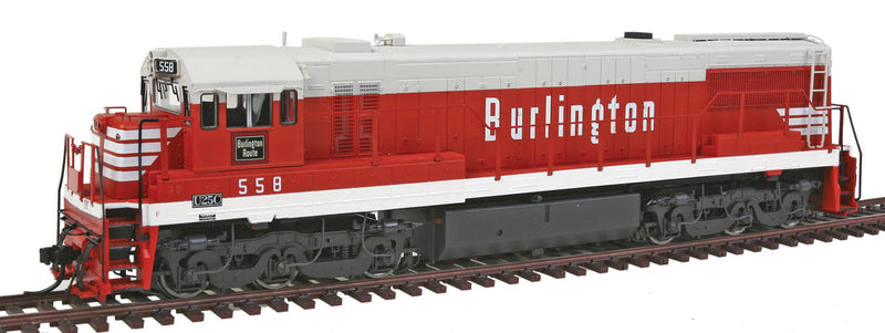 GE U25C w/Sound & DCC -- Chicago, Burlington & Quincy #558 (Chinese Red, gray, white)