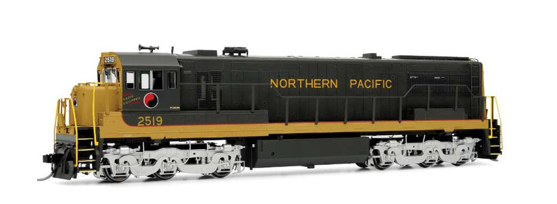 GE U25C - ESU LokSound 5 and DCC -- Northern Pacific #2519 (black, yellow)