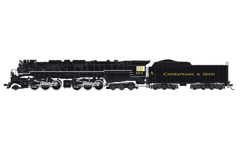 2-6-6-6 Allegheny - ESU LokSound 5 Sound and DCC -- Cheseapeake & Ohio #1601 (black, yellow)