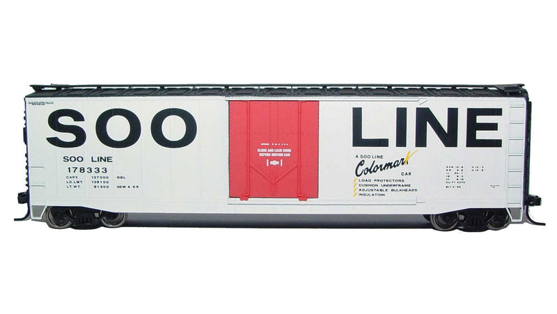 50' Plug-Door Boxcar w/Roofwalk - Ready to Run -- Soo Line #178338 (white, red, black, Billboard Lettering)