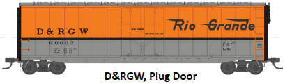50' Plug-Door Boxcar No Roofwalk - Ready to Run -- Denver & Rio Grande Western #60999 (Aspen Gold, silver, black; Flying Grande