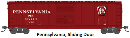 50' Sliding-Door Boxcar No Roofwalk - Ready to Run -- Pennsylvania Railroad 607596 (Tuscan, Shadow Keystone Logo)