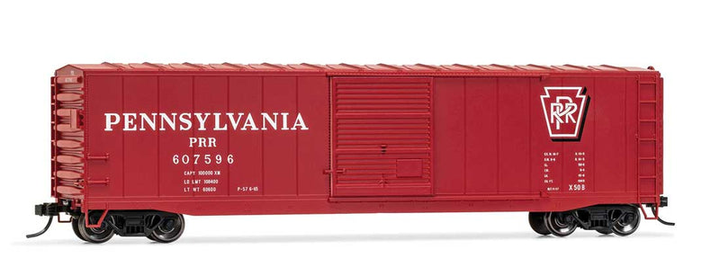 50' Sliding-Door Boxcar No Roofwalk - Ready to Run -- Pennsylvania Railroad #607524 (Tuscan, Shadow Keystone Logo)