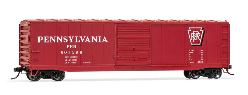 50' Sliding-Door Boxcar No Roofwalk - Ready to Run -- Pennsylvania Railroad #607577 (Tuscan, Shadow Keystone Logo)