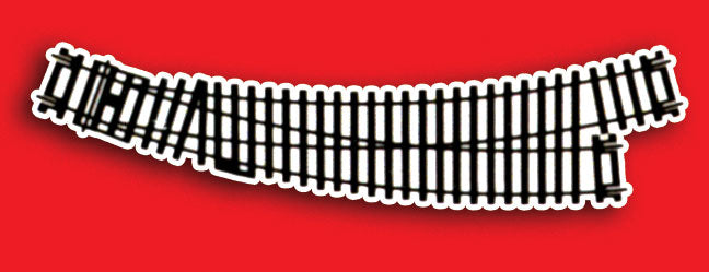 Code 100 Manual Curved Turnout -- Left Hand, 17-1/4"  438mm & 19-7/8"  505mm, 22.5 & 33.75 Degrees