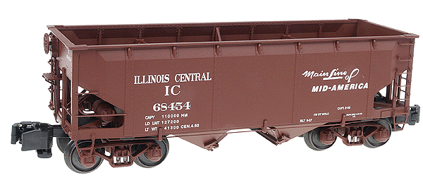 Offset Hopper - Single Car -- Illinois Central #4 (red w/white lettering)