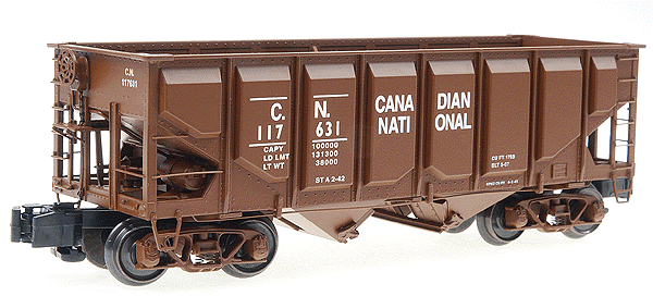 2-Bay Panel Side Hoppers - 3-Car Set -- Canadian National Set A (Boxcar Red w/white lettering)