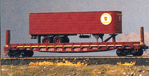 GSC 53' 6" Flatcar w/35' Horizontal Corrugated Trailer -- TOFC Pennsylvania Railroad #1 (Freight Car Red w/white letters)