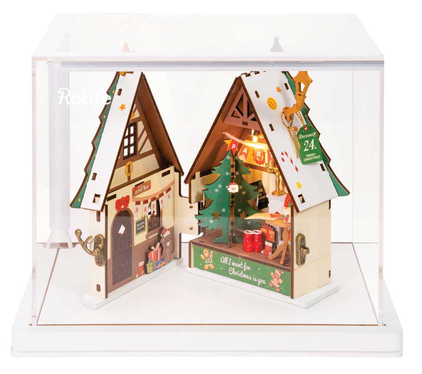 Rolife Twinkling Christmas House DS036 -- 3-D Laser-Cut Wood Puzzle-2