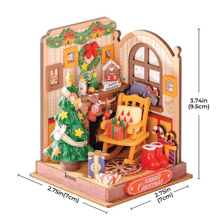 Rolife Christmas Fireplace DS041 -- 3-D Laser-Cut Wood Puzzle-2