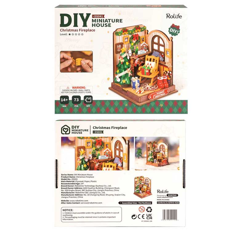 Rolife Christmas Fireplace DS041 -- 3-D Laser-Cut Wood Puzzle-3