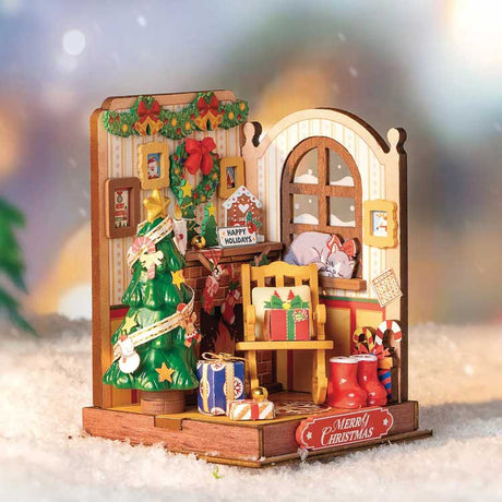Rolife Christmas Fireplace DS041 -- 3-D Laser-Cut Wood Puzzle-4