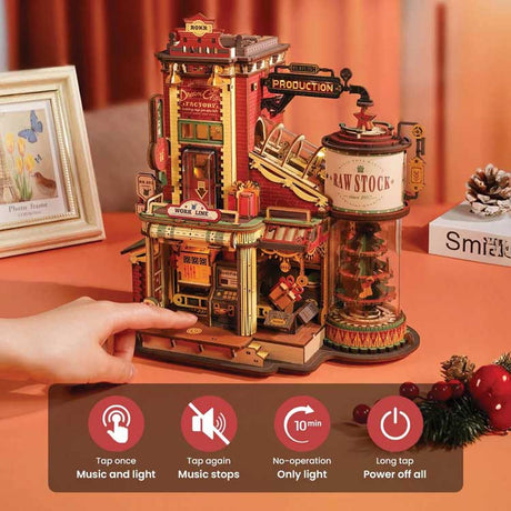 ROKR Christmas Dream Gift Factory Wooden Music Box EAB01 -- 3-D Laser-Cut Wood Puzzle-3
