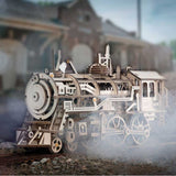Mechanical Locomotive with Wind-Up Gearing -- 3D Wooden Puzzle-2