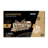 Mechanical Locomotive with Wind-Up Gearing -- 3D Wooden Puzzle-3