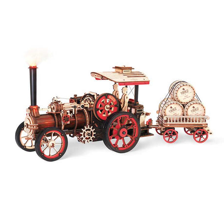 Steam Engine (Tractor) with Trailer - Kit -- Motorized Mechanical 3D Puzzle-1
