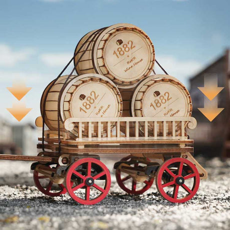 Steam Engine (Tractor) with Trailer - Kit -- Motorized Mechanical 3D Puzzle-3