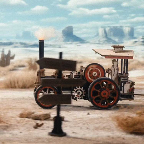 Steam Engine (Tractor) with Trailer - Kit -- Motorized Mechanical 3D Puzzle-8