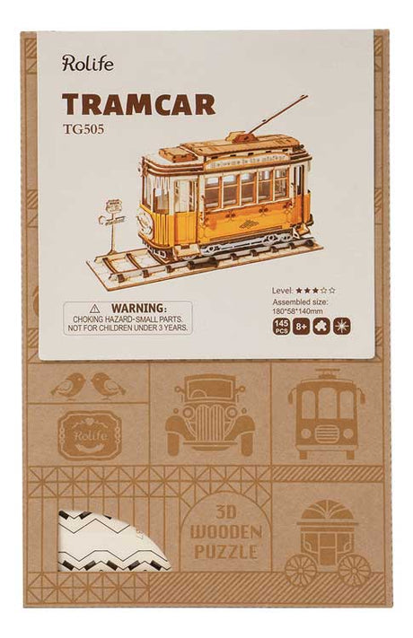Tramcar (Streetcar) - Laser-Cut Wood Kit -- 3D Wooden Puzzle-2