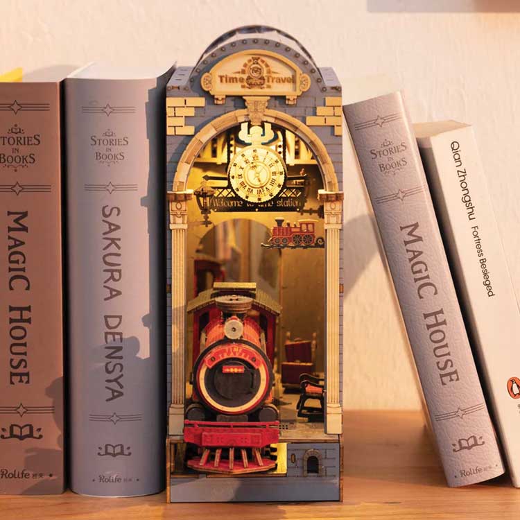 Time Travel Book Nook Shelf Insert - Kit -- Lighted 3D Puzzle-2