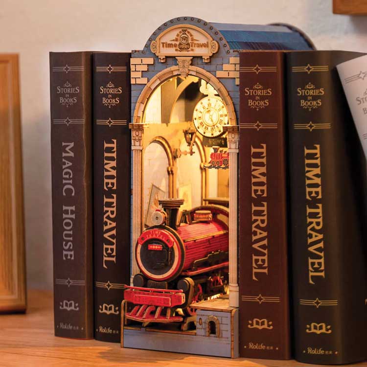 Time Travel Book Nook Shelf Insert - Kit -- Lighted 3D Puzzle-4
