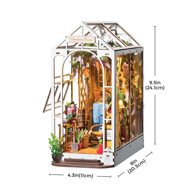 Holiday Garden House Book Nook Shelf Insert - Kit -- Lighted 3D Puzzle-8