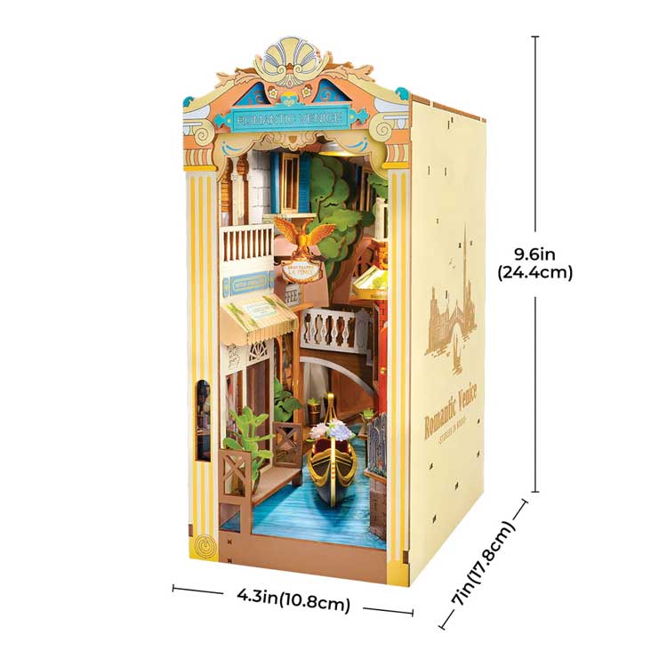 Romantic Venice DIY Book Nook Shelf Insert - Laser-Cut Wood Kit -- 3D Wooden Puzzle-5