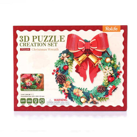 Rolife Christmas Wreath 3D Wooden Puzzle TGL04 -- 3-D Laser-Cut Wood Puzzle-3
