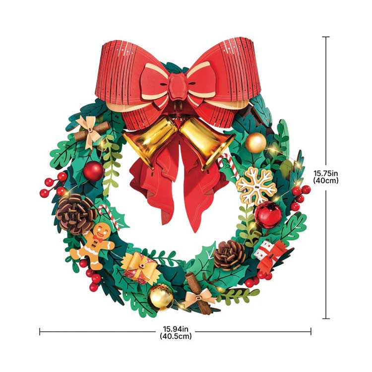 Rolife Christmas Wreath 3D Wooden Puzzle TGL04 -- 3-D Laser-Cut Wood Puzzle-4