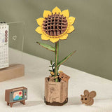 Sunflower - Laser-Cut Wood Kit -- 3D Wooden Puzzle-1