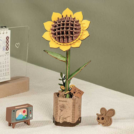 Sunflower - Laser-Cut Wood Kit -- 3D Wooden Puzzle-1