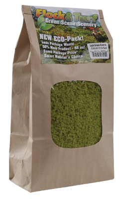 Flock & Turf Ground Cover ECO Pack Bag - 48oz  1.4L -- Coarse - Light Green