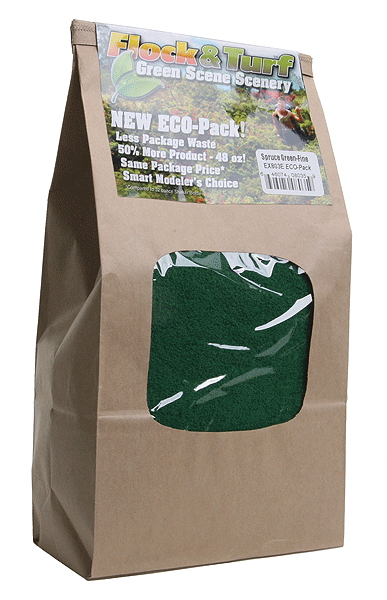 Flock & Turf Ground Cover ECO Pack Bag - 48oz  1.4L -- Fine - Spruce Green