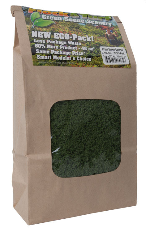 Flock & Turf Ground Cover ECO Pack Bag - 48oz  1.4L -- Coarse - Grass Green
