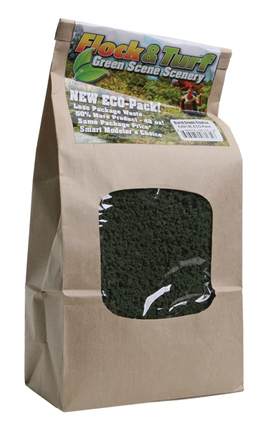 Flock & Turf Ground Cover ECO Pack Bag - 48oz  1.4L -- Coarse - Burnt Green