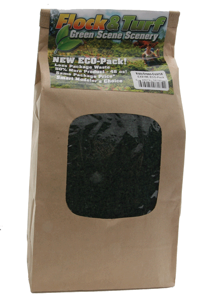 Flock & Turf Ground Cover ECO Pack Bag - 48oz  1.4L -- Coarse - Hazy Green